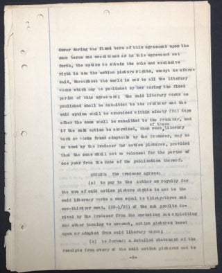 Signed 1919 agreement between Rinehart, Rex Beach and Samuel Goldwyn