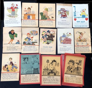 Item #H30691 20 "Vinegar Valentines" from the 1920s-1930s -- satirical cartoon broadsheets with...