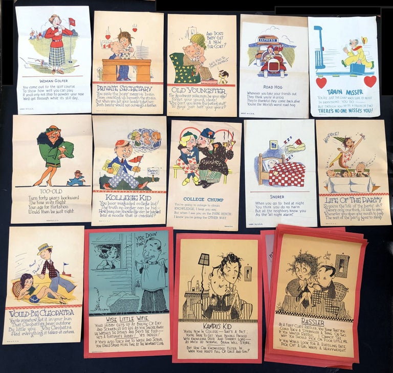 Item #H30691 20 "Vinegar Valentines" from the 1920s-1930s -- satirical cartoon broadsheets with verse. Beistle Co.