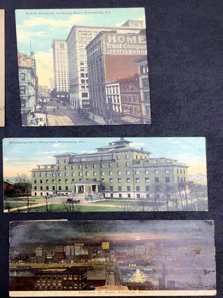 18 Pittsburgh postcards from 1905-1913: Heinz Residence, Homeopathic Hospital, Block House, 1912 flood, etc.
