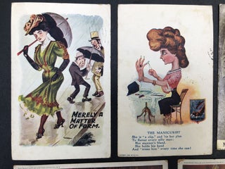12 humorous postcards from 1905 to 1915, funny scenes, cartoons, etc.