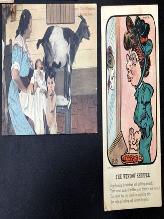 12 humorous postcards from 1905 to 1915, funny scenes, cartoons, etc.