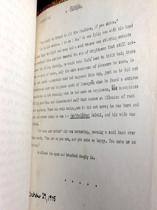 Dolvid -- 1975 typescript of huge fantasy novel set in the future, with corrections, map & chart