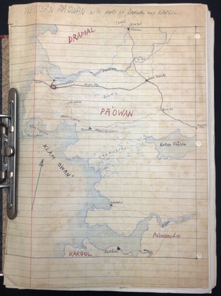 Dolvid -- 1975 typescript of huge fantasy novel set in the future, with corrections, map & chart