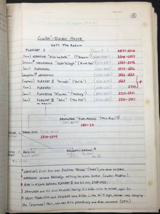 Dolvid -- 1975 typescript of huge fantasy novel set in the future, with corrections, map & chart