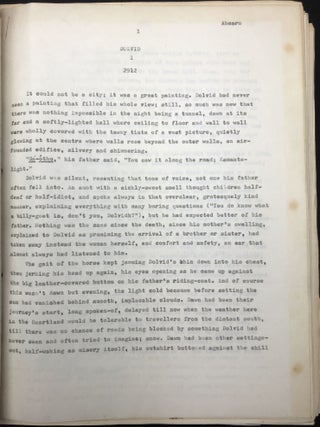 Dolvid -- 1975 typescript of huge fantasy novel set in the future, with corrections, map & chart