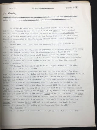 Dolvid -- 1975 typescript of huge fantasy novel set in the future, with corrections, map & chart