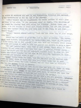 Dolvid -- 1975 typescript of huge fantasy novel set in the future, with corrections, map & chart