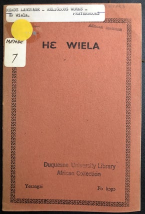 Item #H31398 Mende language "Book on Prayer" - He Wiela