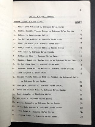 Hausa language summary of legal cases & verdicts in Northern Nigeria, 1963: Labarin Shari'u A Jihar, Arewa ta Nijeriya