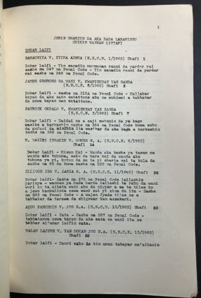 Hausa language summary of legal cases & verdicts in Northern Nigeria, 1962: Labarin Wasu Shari'u A Jihar, Arewa ta Nijeriya