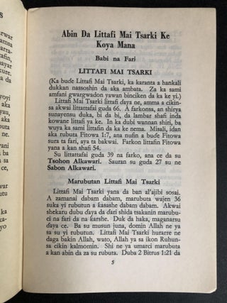 Hausa book on What the Bible Teaches Us; Abin da Littafi Mai Tsarki ke Koya Mana
