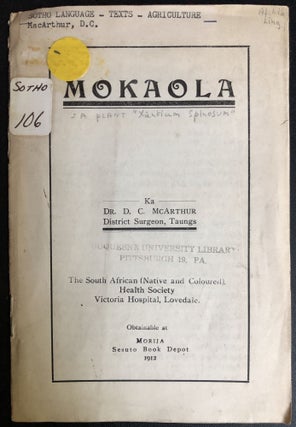 Item #H31566 Sesotho language study of Spiny Cocklebur; Mokaola. D. C. McArthur