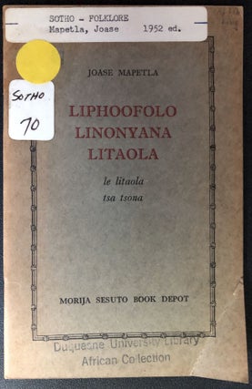 Item #H31580 Sesotho book on animals & birds, their folklore and verse: Liphoofolo linonyana...
