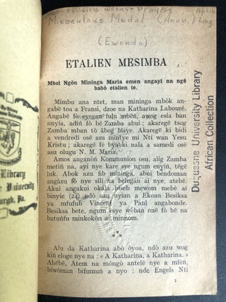 Ewondo language book of Catholic stories, some set in Africa: Etalien Mesimba