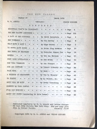 The New Talent, The Advance Guard Quarterly no. IV, March 1934