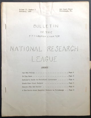 Item #H31746 Bulletin of the Pittsburgh Chapter of the National Research League, Feb. 1935 (Vol....