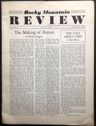 Item #H31749 Rocky Mountain Review, Fall 1941, Vol. 6 no. 1. Wallace Stegner, Ellis Foote, Hal...