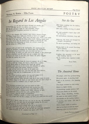 Rocky Mountain Review, Fall 1941, Vol. 6 no. 1