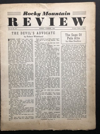 Item #H31751 Rocky Mountain Review, Spring-Summer 1940, Vol. 4 nos. 3-4. Alan Swallow, Thomas...
