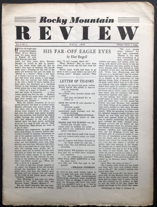 Item #H31752 Rocky Mountain Review, Fall 1939, Vol. 4 no. 1. Judson Crews, Else Engell, William...
