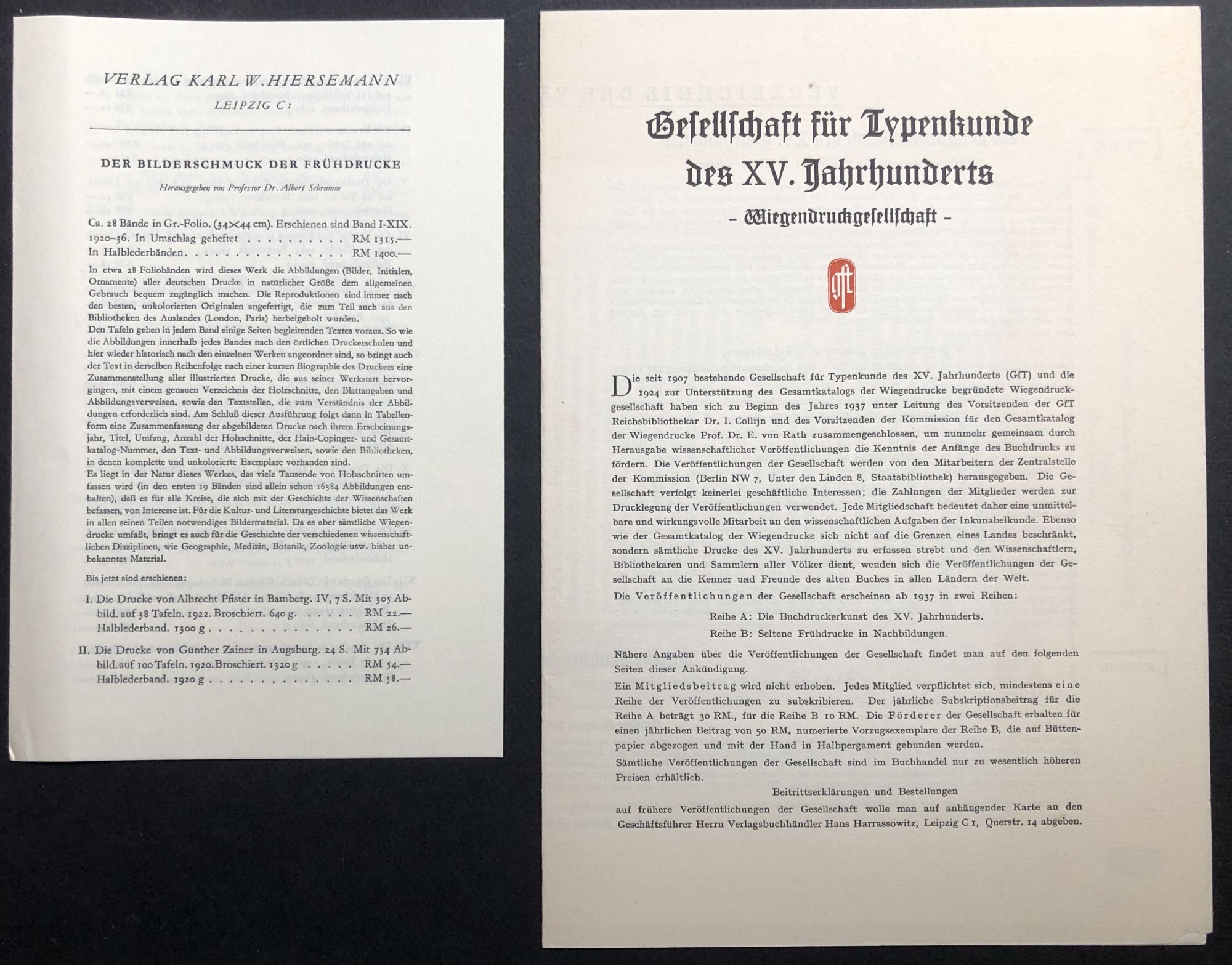 Veröffentlichungen der Gesellschaft für Typenkunde des XV