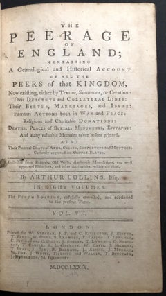 Item #H32382 The Peerage of England, Vol. 8 (1779). Arthur Collins