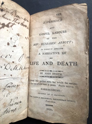 Experience and Gospel Labours of the Rev. Benjamin Abbott; To Which Is Annexed a Narrative of His Life and Death