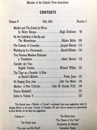 Drama Critique, Fall 1962: Moliere a Tribute