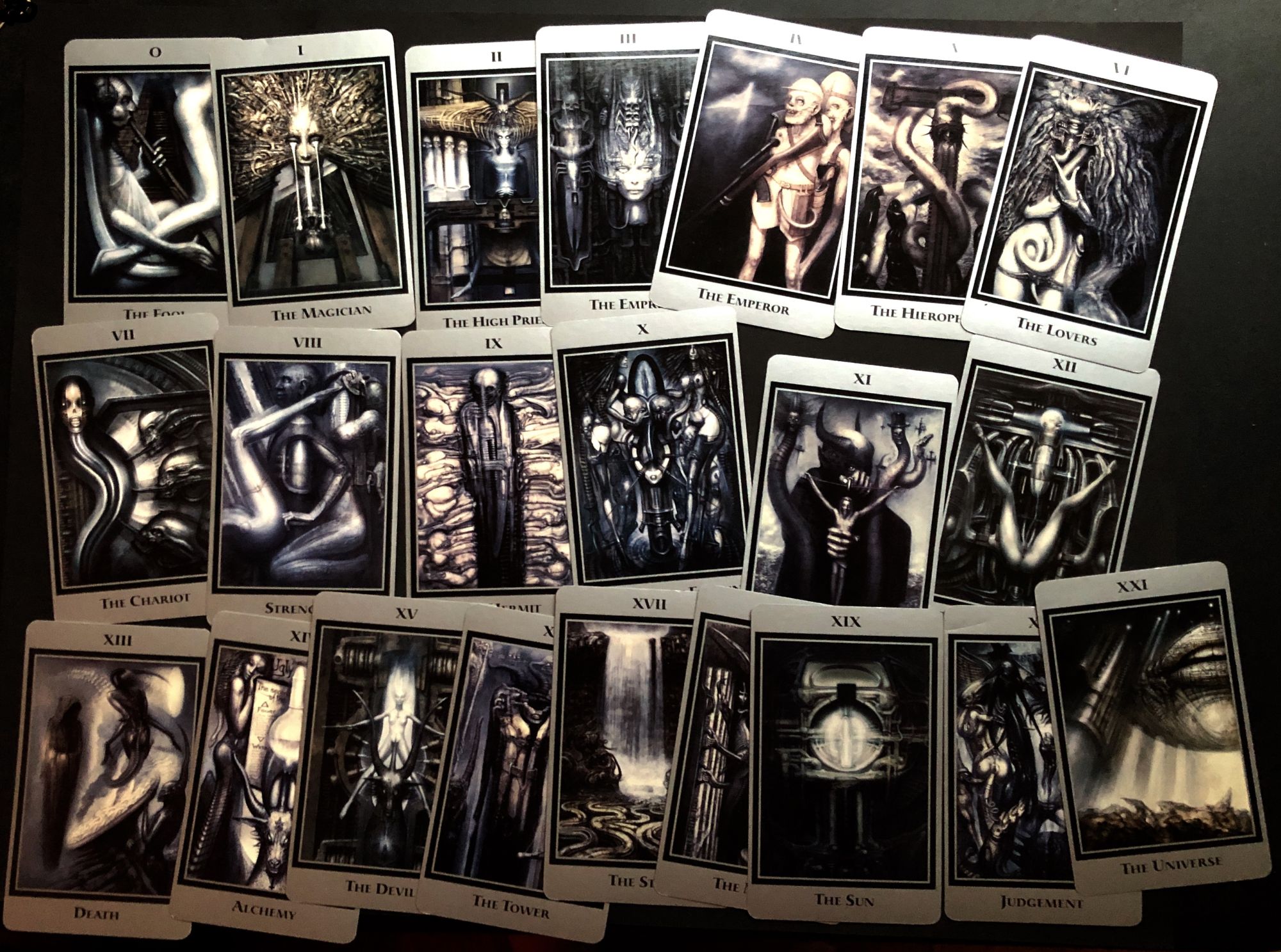 H. R. Giger Tarot, book and the 22 Major Arcana cards | H. R. Giger