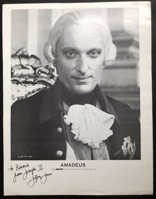 Item #H32708 1984 studio portrait photo signed of Jeffrey Jones in Amadeus. Jeffrey Jones