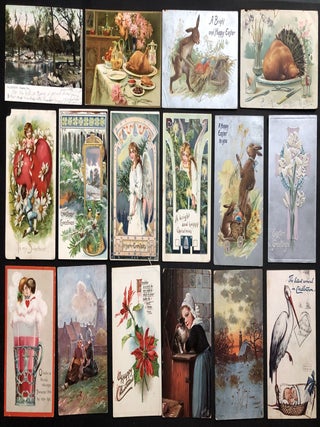 65 Tuck postcards from the 1900s: Thanksgiving, Easter, Christmas, Valentines, New Years, UK scenes, Cartoons, Beautiful Women, etc.