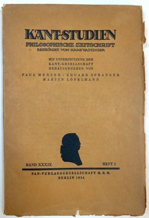 Item #H32879 Kant-Studien, Band XXXIX, Heft 2, 1934. Heinrich Rickert, Bela v. Juhos, Gerhard Kruger