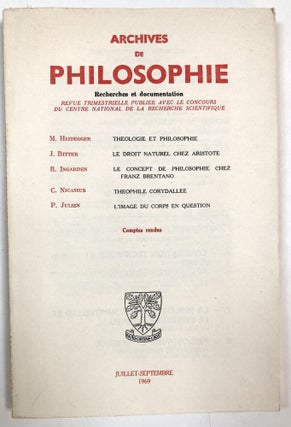 Item #H32906 Archives de Philosophie, Juillet-Septembre 1969 with Heidegger's "Theologie et...