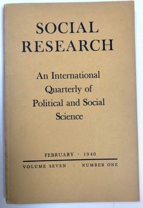 Item #H32940 Social Research, February 1940 with Kaufmann's In Memoriam Edmund Husserl, etc....