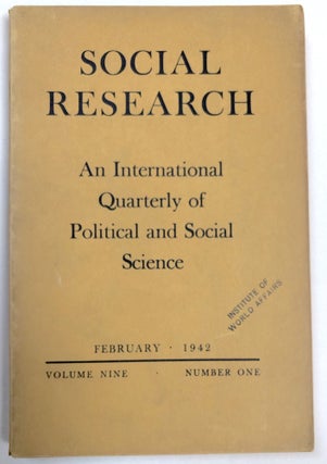 Item #H32942 Social Research, February 1942. Ernst Kris