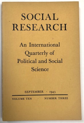 Item #H32943 Social Research, September 1943. Siegfried Kracauer