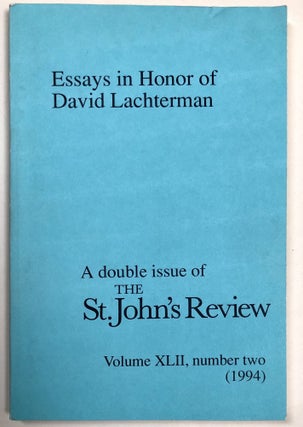 Item #H32946 Essays in Honor of David Lachterman, St. John's Review XLVII/2, 1994. Elliott...