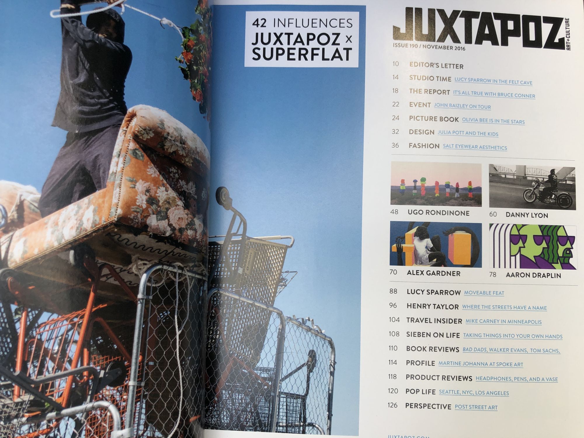 7 issues of JUXTAPOZ, November 2016 - May 2017, nos. 190-196