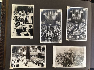 Large 1937 photo album documenting trip to Queen Elizabeth's coronation,