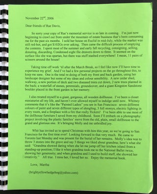 Group of books, publications, letters by/about Rae Davis, Canadian performance artist: Unfoldings, Being & Doing, etc.