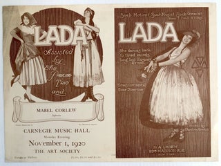 Item #H33284 Flyer for a performance by Lada at Carnegie Music Hall, NYC, 1920. Emily Schupp, aka...