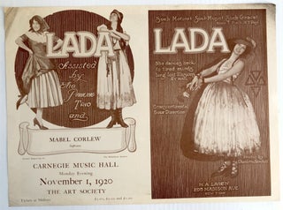 Item #H33285 Flyer for a performance by Lada at Carnegie Music Hall, NYC, 1920. Emily Schupp, aka...