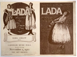Item #H33287 Flyer for a performance by Lada at Carnegie Music Hall, NYC, 1920. Emily Schupp, aka...