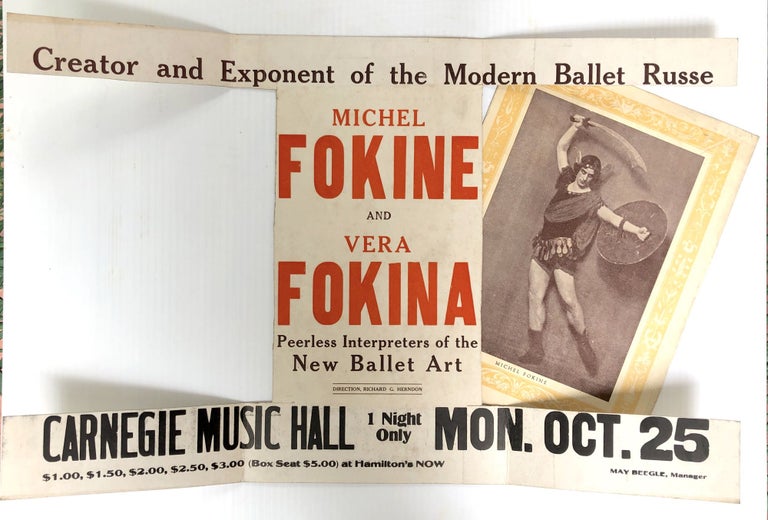 Item #H33304 1920 brochure Michel Fokine & Vera Fokina, Carnegie Music Hall, Pittsburgh, with portion of large placard
