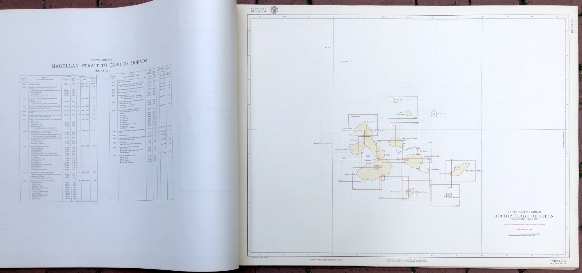 Index-Catalog of Nautical Charts and Publications, 1947: huge 27.5 x 20 ...