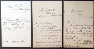 Item #H33508 3 short handwritten letters, 1894-1895 to William Henry Rideing. Baron Russell of...