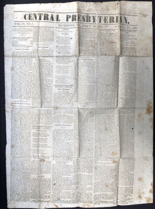 Item #H33538 Central Presbyterian, Feb. 18, 1864, Richmond VA Confederate newspaper with...