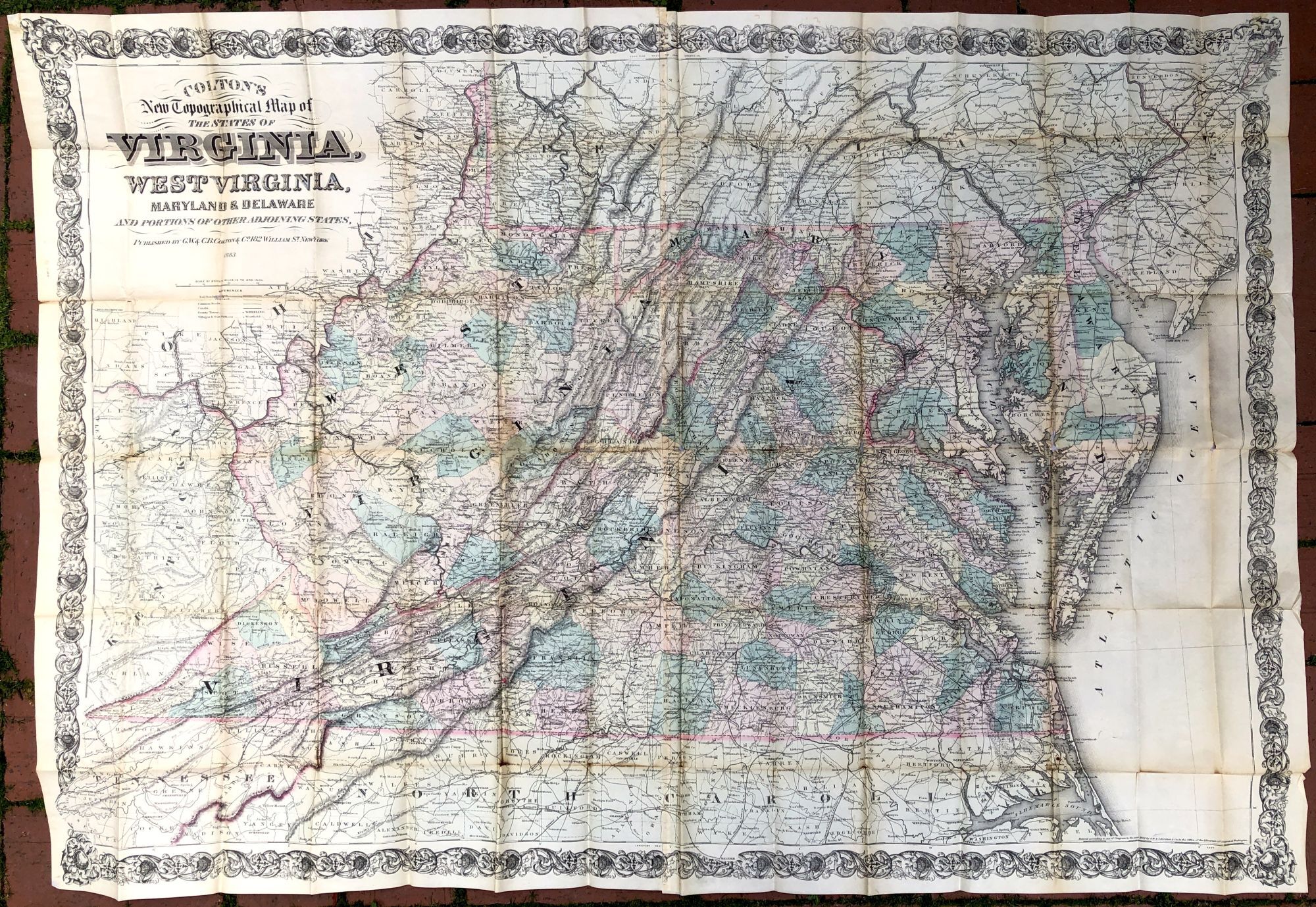 Colton's New Topographical Map of the States of Virginia, West Virginia ...