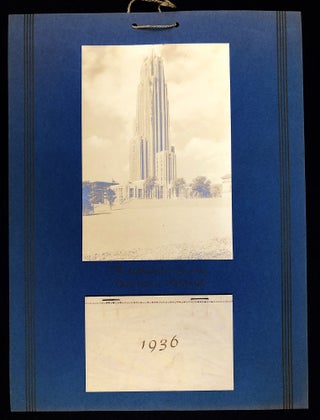 Item #H33637 1936 calendar featuring original photo of the Cathedral of Learning. University of...